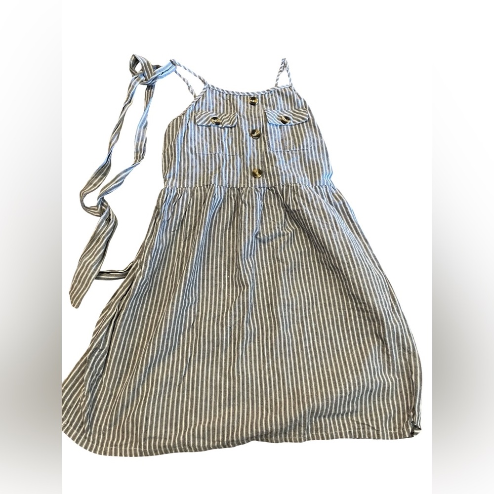 June & Ivy girls blue and white striped dress Y12